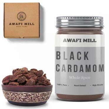 Awafi Mill Whole Black Cardamom Seeds Amomum subulatum Bottle of 100g